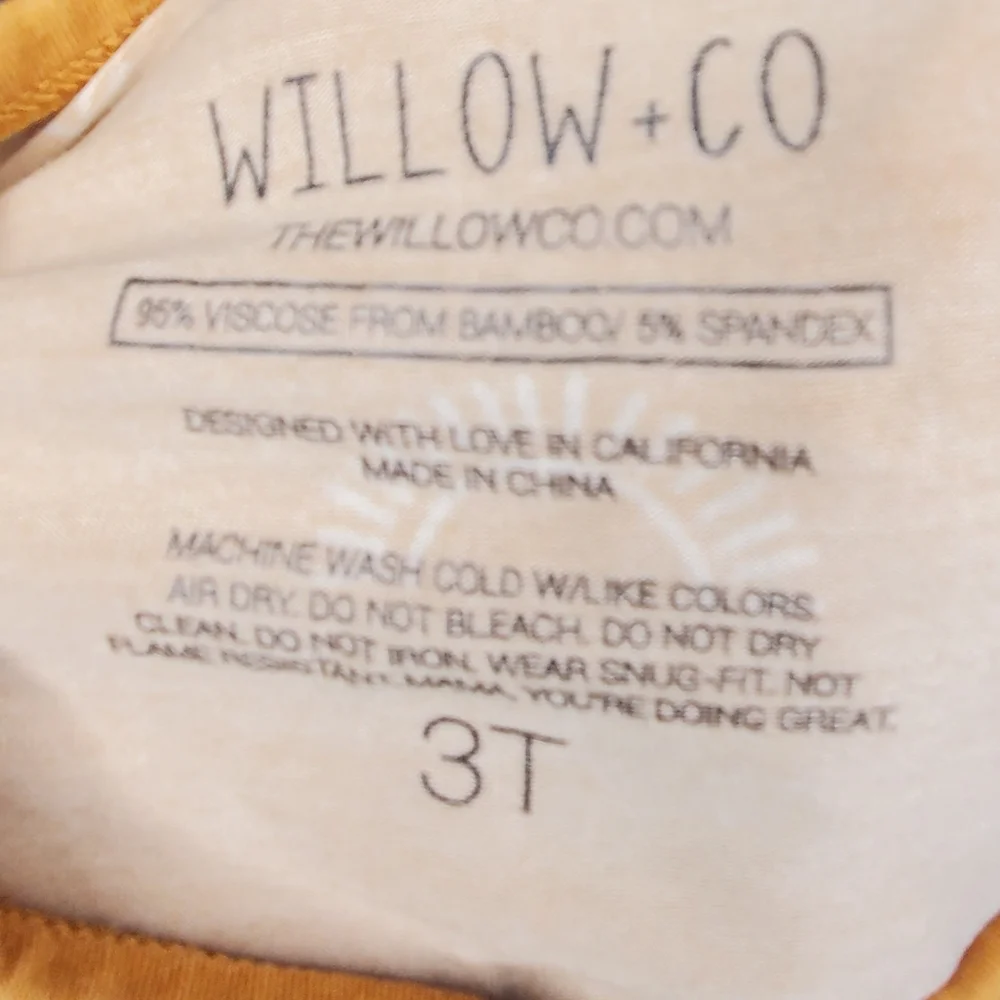 Willow + Co 2 Piece Pajama Set Yellow Sun Toddler Size 3T